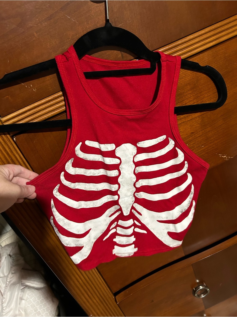 Red Skeleton Crop Top